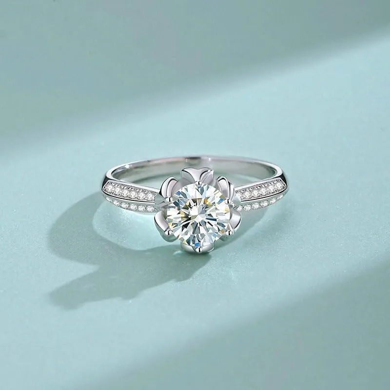 Wedding Bands for Couples Couple Rings Promise Rings for Her Moissanite Jewelry Engagement Fashion Rings unique for Women S925 Silver New Classic Lotus Moissanite Wedding Jewelry Gifts