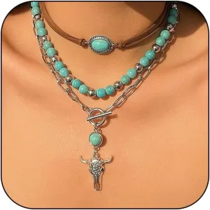 Western Necklaces for Women Turquoise Vintage Western Necklace Country Concert Cowgirl Necklace Turquoise Jewelry