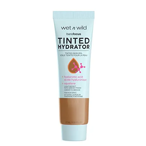 Wet n Wild Bare Focus Tinted Hydrator Tinted Skin Veil Nourishing Foundation Hyaluronic Acid, Deep, 0.91 Fl Oz