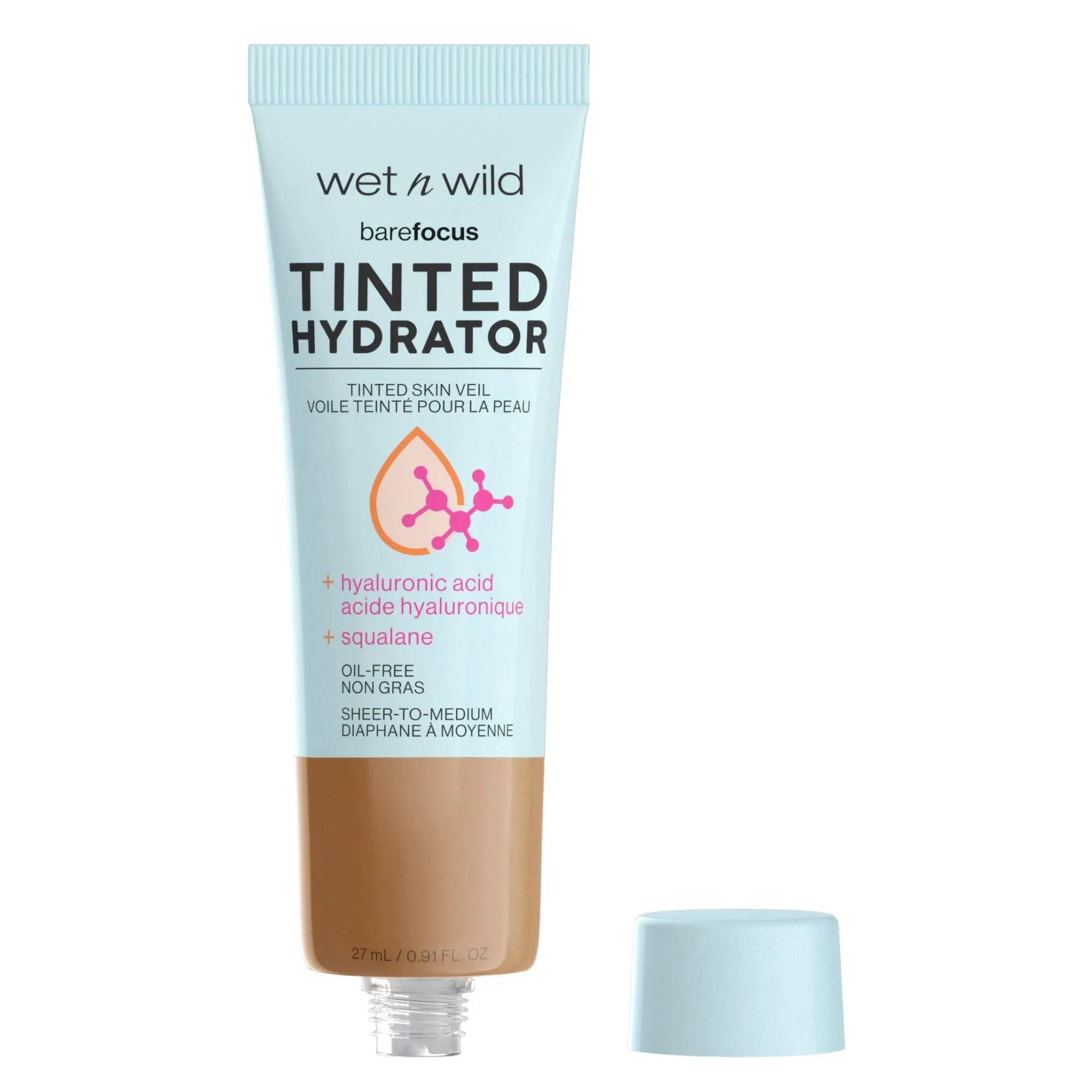 Wet n Wild Bare Focus Tinted Hydrator Tinted Skin Veil Nourishing Foundation Hyaluronic Acid, Deep, 0.91 Fl Oz