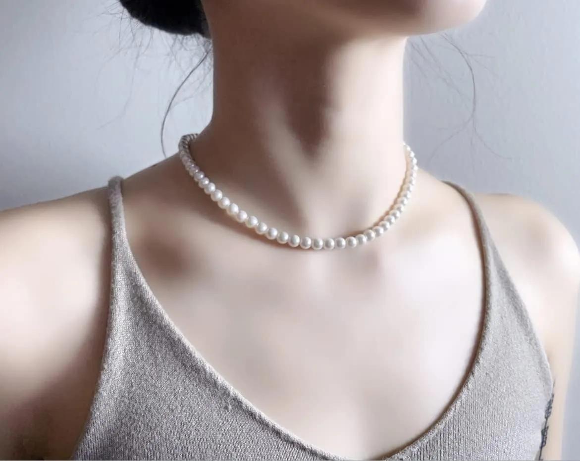 White Faux Hand Glass Imitation Pearls Necklace Earring Bracelet Jewelry 3 Set for Women and Girls
