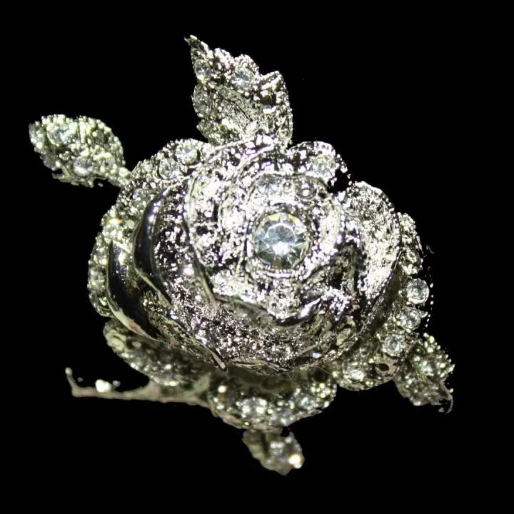 White Rose Flower Bridal Brooch Pin