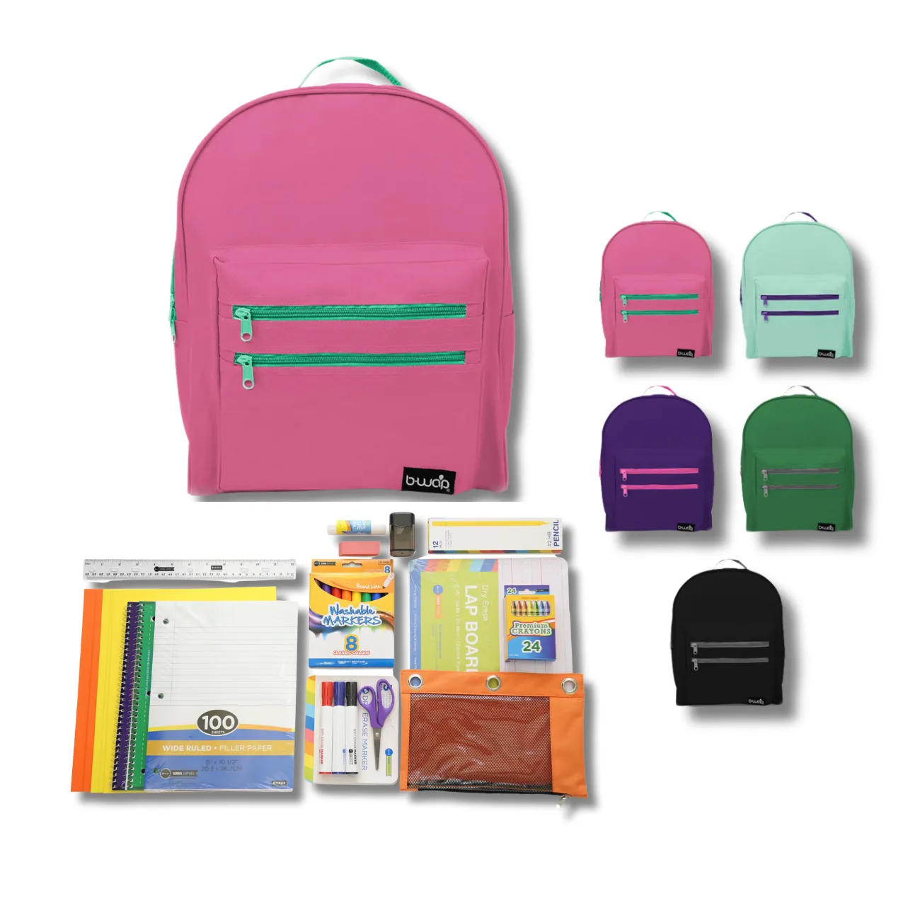 Wholesale 1st-5th Grade Deluxe Kit (62 Items per Kit) in 16" Classic Assorted Backpacks