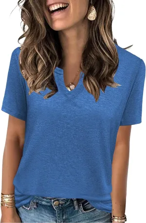 Womens Tops Short Sleeve T Shirts for Women Spring Summer Fashion Clothes Casual V Neck Blouses