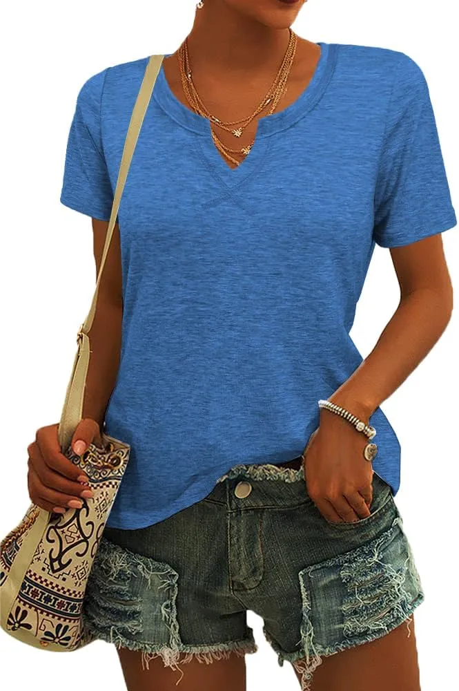 Womens Tops Short Sleeve T Shirts for Women Spring Summer Fashion Clothes Casual V Neck Blouses