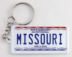 World By Shotglass Missouri License Plate Aluminum Ultra-Slim Rectangular Souvenir Keychain 2.5" X 1.25"x 0.06"