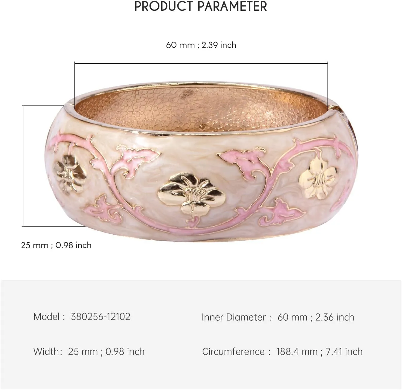 wynameleri Modern Cloisonne Bracelet Geometric Enamel Cuff Bangles Gold Hinged Bracelet Jewelry for Women Gift Box 184136
