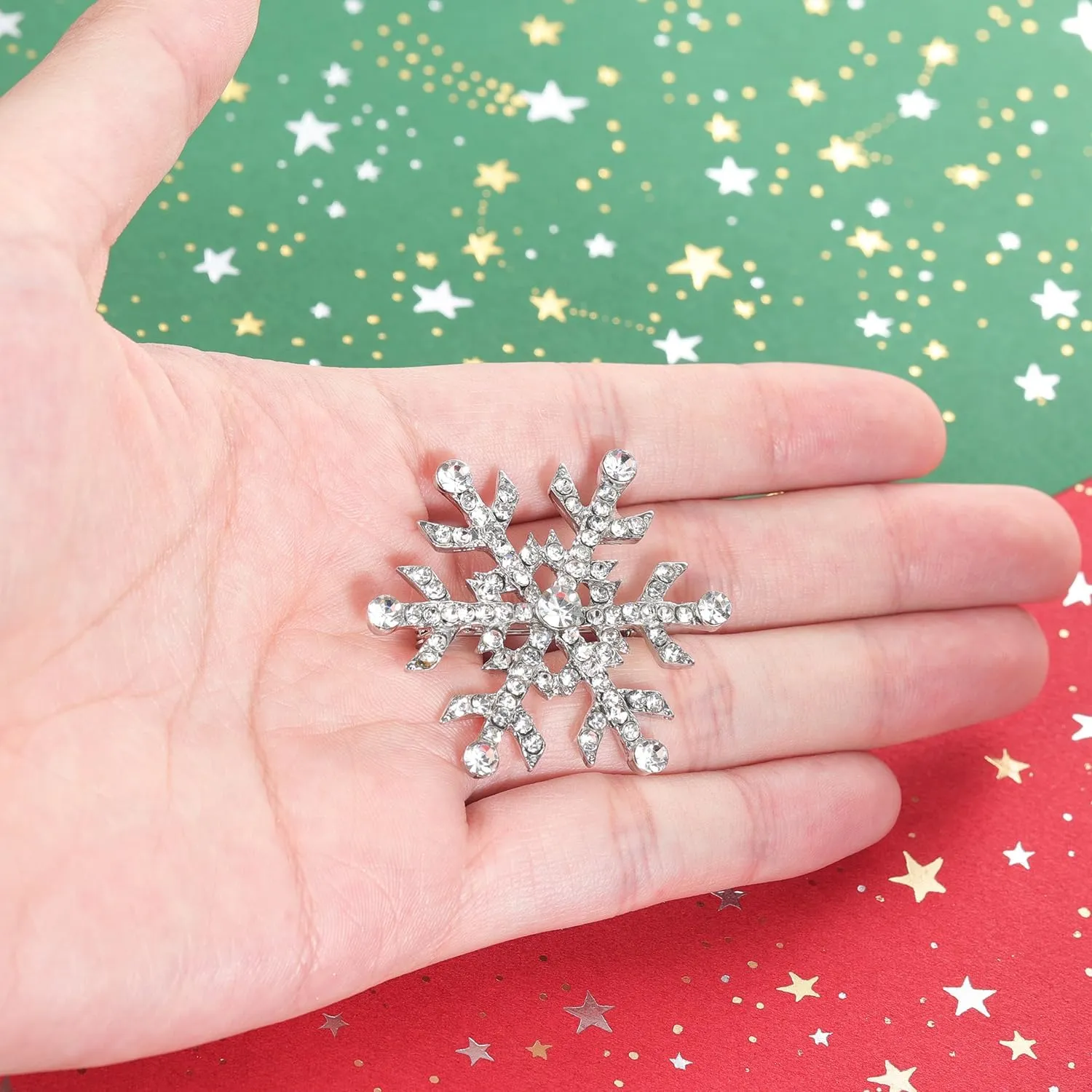 XGALBLA Fashion Clear Austrian Crystal Winter Snowflake Brooch Pins for Women Christmas Costume Jewelry