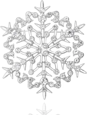 XGALBLA Fashion Clear Austrian Crystal Winter Snowflake Brooch Pins for Women Christmas Costume Jewelry