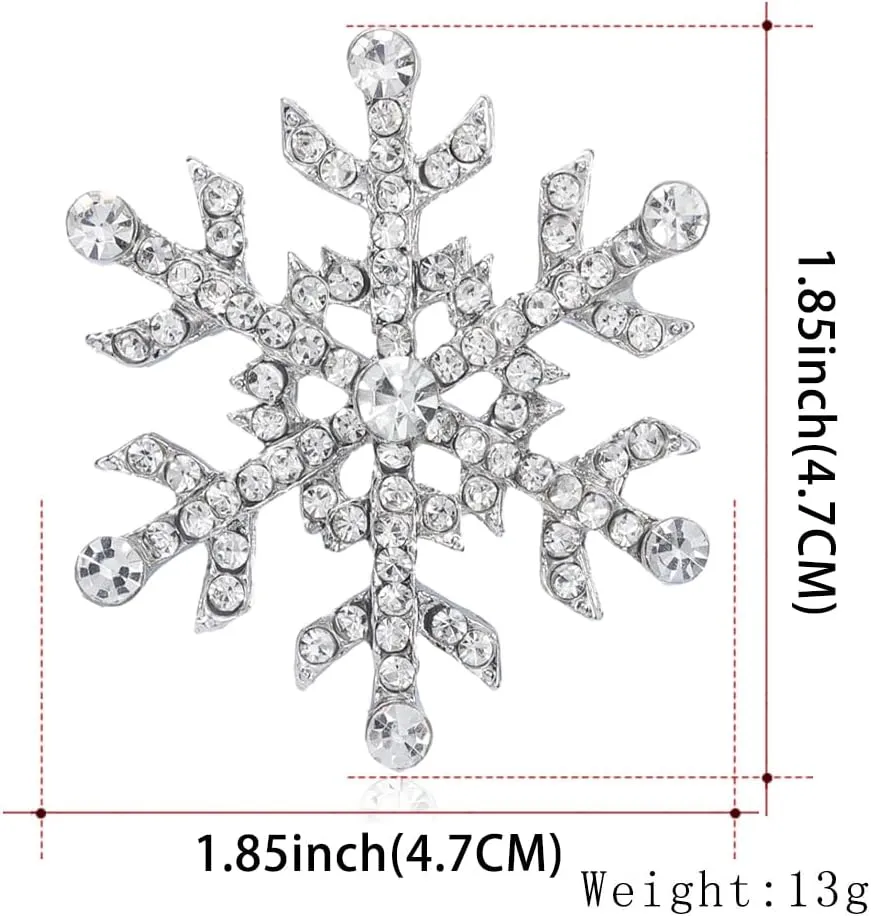 XGALBLA Fashion Clear Austrian Crystal Winter Snowflake Brooch Pins for Women Christmas Costume Jewelry