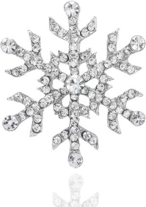 XGALBLA Fashion Clear Austrian Crystal Winter Snowflake Brooch Pins for Women Christmas Costume Jewelry