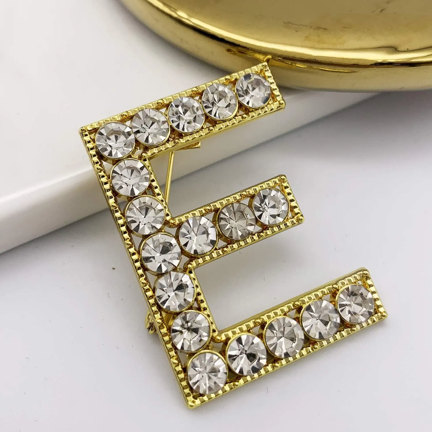 XGALBLA Letter Brooch Pins Letters(A-Z) Plated Metal Simulted Pearl Brooches for Women Girls Inspired Gift(Gold Tone)