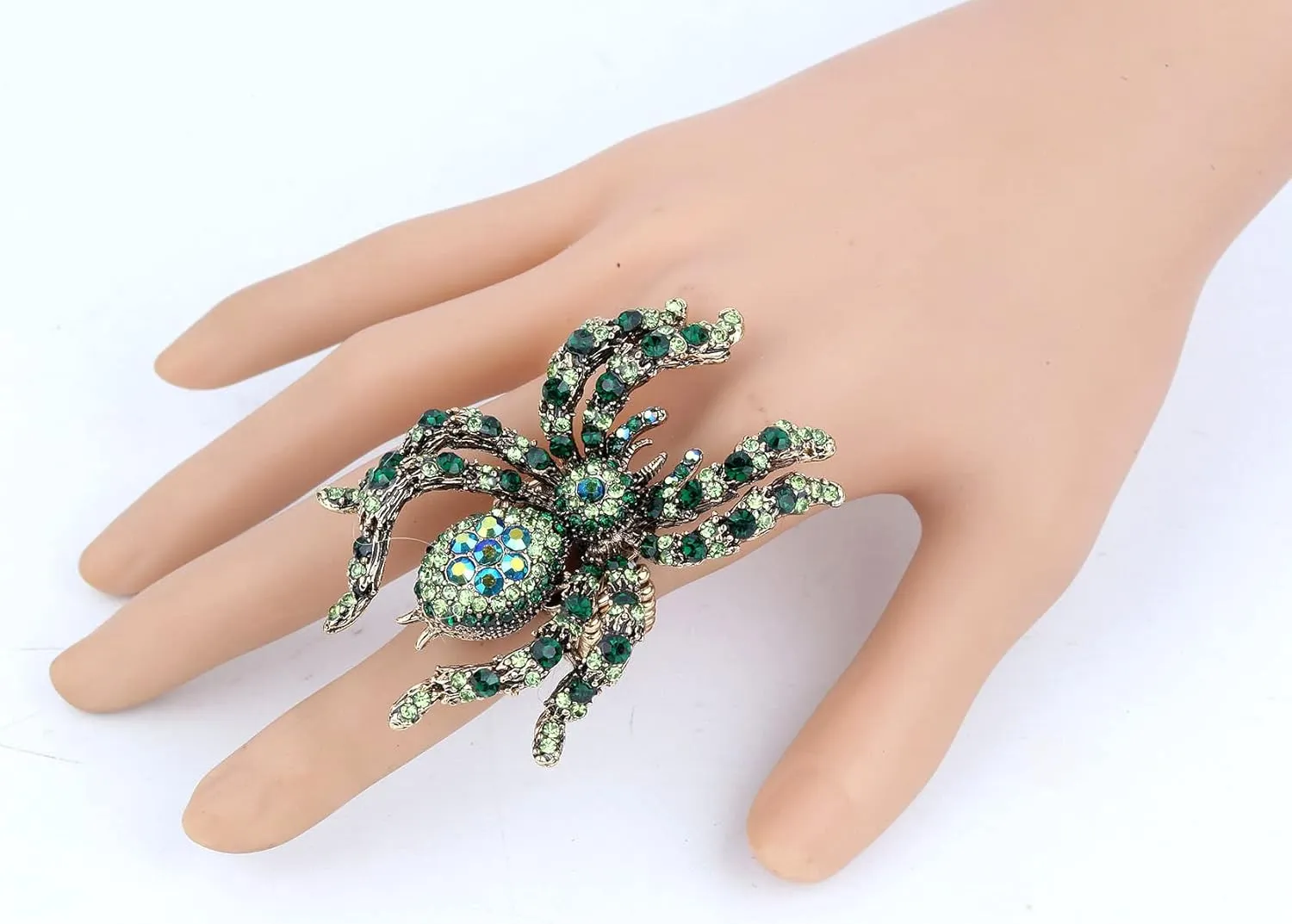 YACQ Halloween Spider Rings for Women, Stretch Rings Fit Finger 6 to 9, Halloween Rings for Women, Silk Scarf Holders