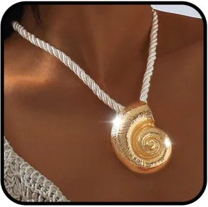Yalice Gold Seashell Starfish Necklaces for Women Big Conch Sun Pendant Necklace Boho Flower Statement Cord Necklace Surfer Mermaid Costume Ocean Jewelry