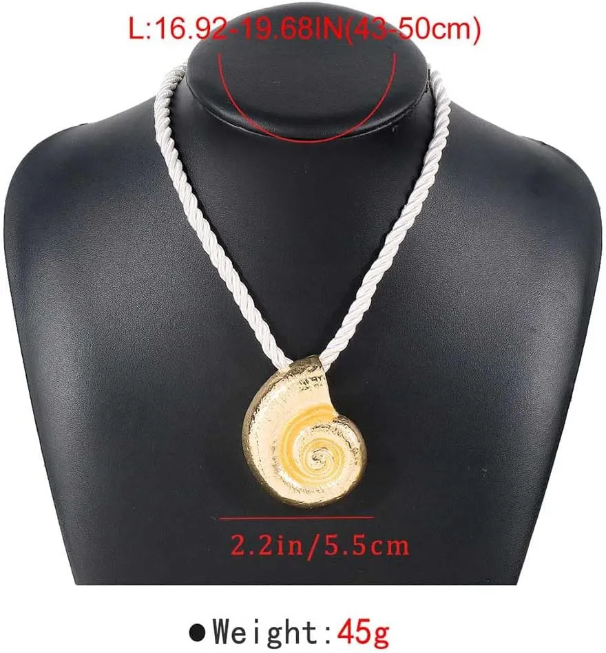 Yalice Gold Seashell Starfish Necklaces for Women Big Conch Sun Pendant Necklace Boho Flower Statement Cord Necklace Surfer Mermaid Costume Ocean Jewelry