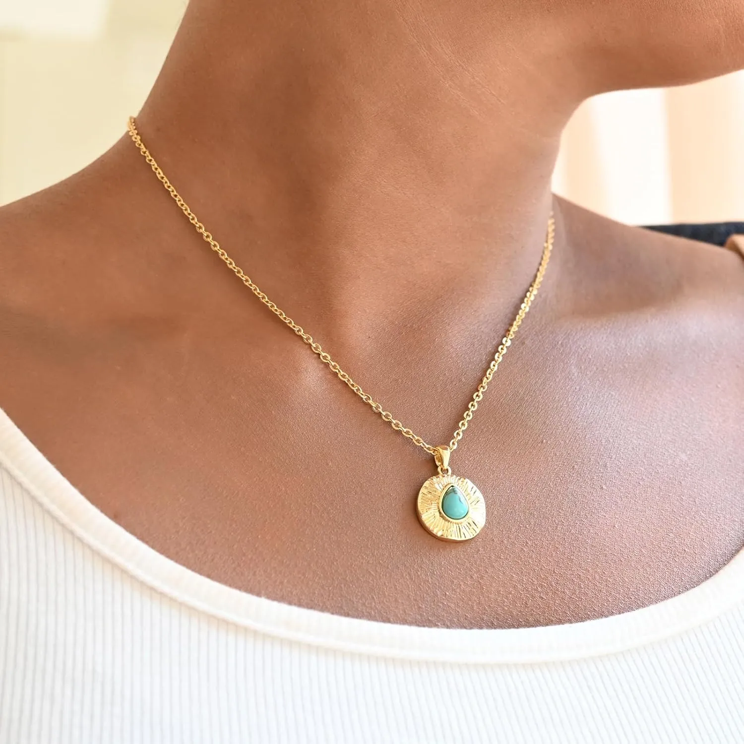ZANNAH Gemstone Beaded Necklaces for Women, 18K Gold Plated Jewelry, Trendy Choker Necklace with Boho Style, Handmade Gift for Mother, Daughter, Sister, Friends and Everyday Wear