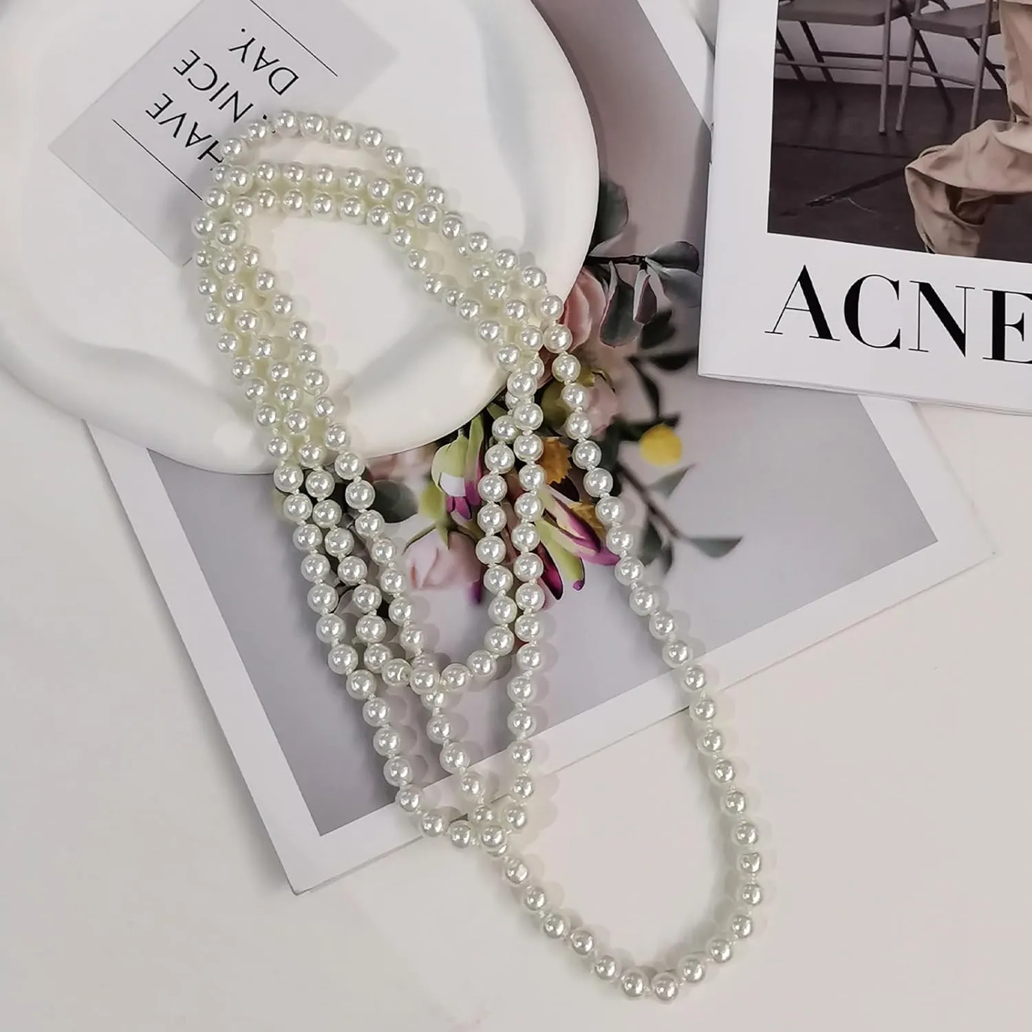 Zeffy Pearl Necklace 4MM/6MM/8MM Dainty Round Imitation Pearl Choker Necklace Wedding Pearl Necklace Delicate Jewelry for Women Simple Bridesmaid Jewelry Gifts