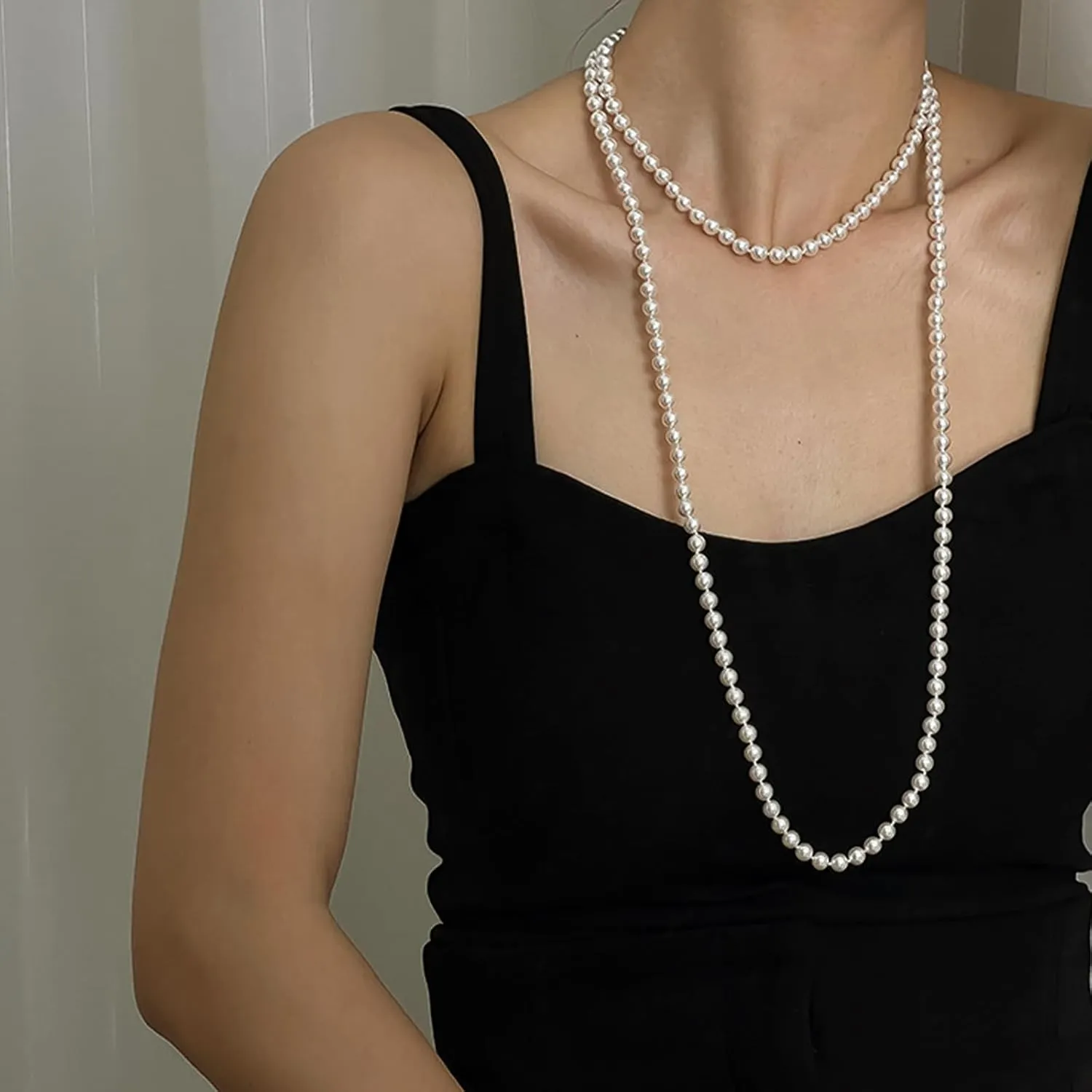 Zeffy Pearl Necklace 4MM/6MM/8MM Dainty Round Imitation Pearl Choker Necklace Wedding Pearl Necklace Delicate Jewelry for Women Simple Bridesmaid Jewelry Gifts