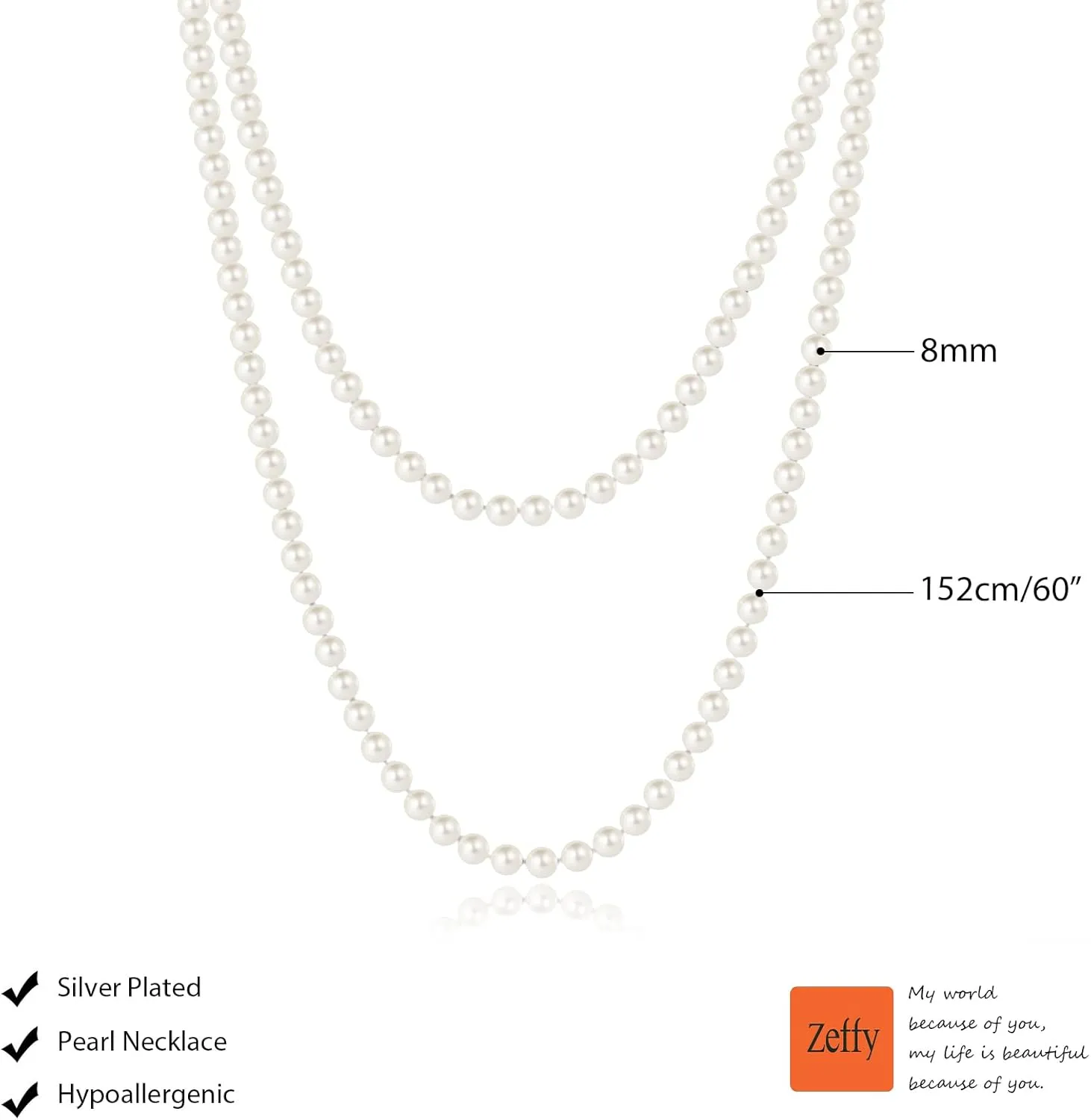 Zeffy Pearl Necklace 4MM/6MM/8MM Dainty Round Imitation Pearl Choker Necklace Wedding Pearl Necklace Delicate Jewelry for Women Simple Bridesmaid Jewelry Gifts