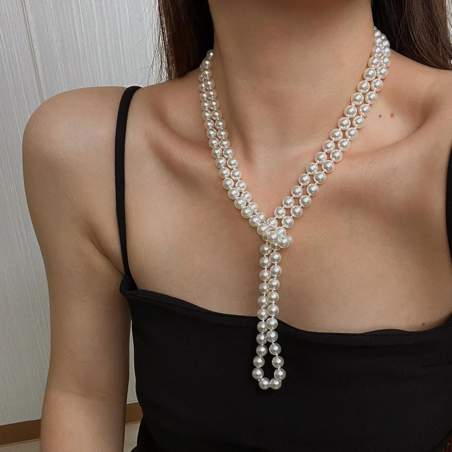 Zeffy Pearl Necklace 4MM/6MM/8MM Dainty Round Imitation Pearl Choker Necklace Wedding Pearl Necklace Delicate Jewelry for Women Simple Bridesmaid Jewelry Gifts
