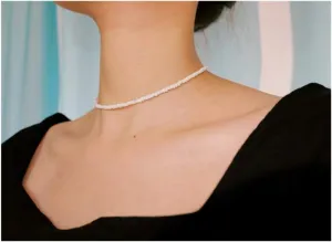 Ziper Women Bohemian White Beaded Choker Glass Necklaces Jewelry Gifts for Mom Girlfriend